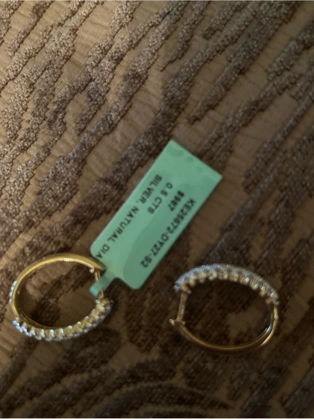 Gold Hoop Earrings with Clear Crystals - Women Jewelry